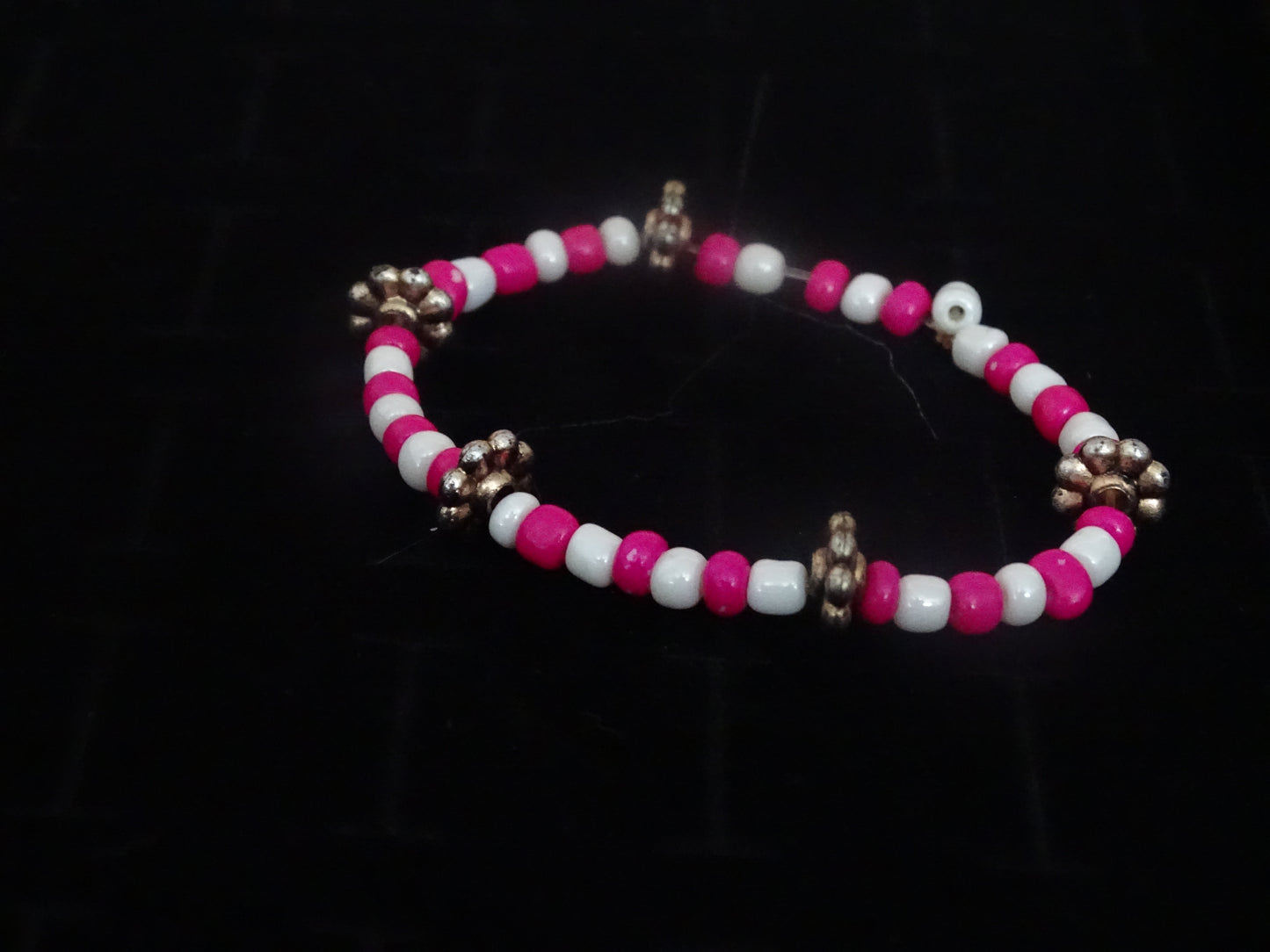 Roze/wit Kralen Armband