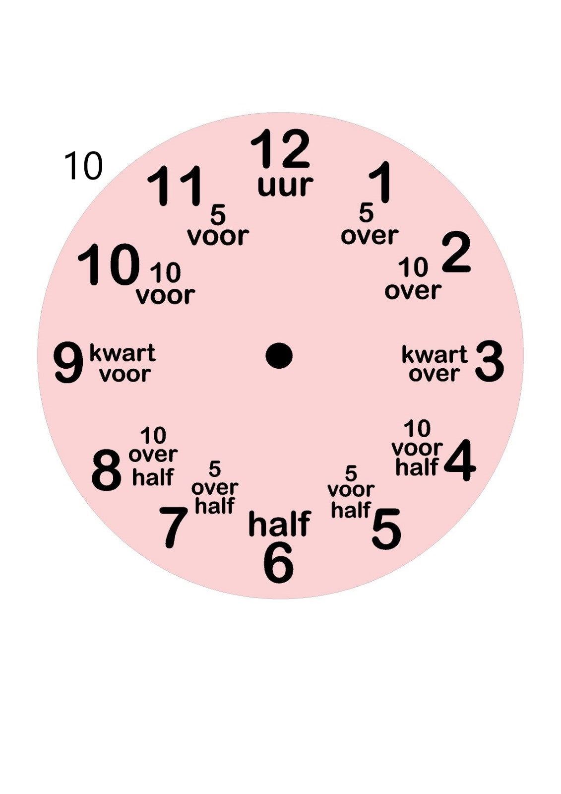 Kinderklok verkrijgbaar met een rand in wit, zandbeige, zwart of olijfgroen, met diverse themadesigns naar keuze. De klok heeft duidelijke cijfers en extra aanduidingen zoals "kwart voor" en "half" om kinderen te helpen bij het leren klokkijken. Een speelse en leerzame toevoeging aan elke kinderkamer!