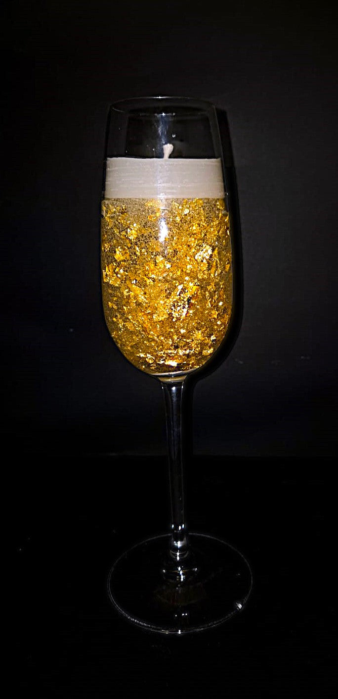 Champagne Flute Kaars met Gelwax – €15,95