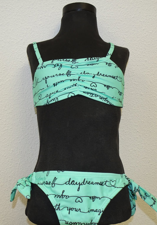 Mintgroene Meiden Bikini met Bandeautop & Knopen – Zomers & Speels | €5,-