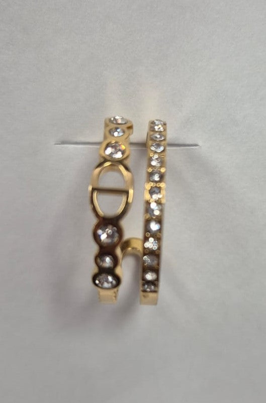 Ring met dubbele rij steentjes