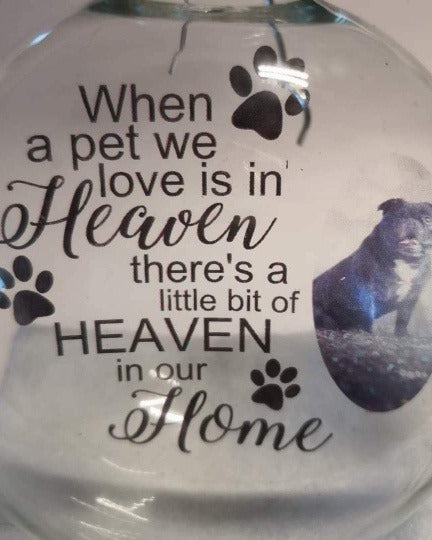 Kerstbal Heaven Pet, kerstbal huisdier, kerstbal hond, kerstbal kat, kerstbal met foto huisdier, kerstbal ter nagedachtenis huisdier, aandenken kerstbal huisdier, unieke kerstbal huisdier, kerstbal met naam huisdier, kerstbal met tekst huisdier